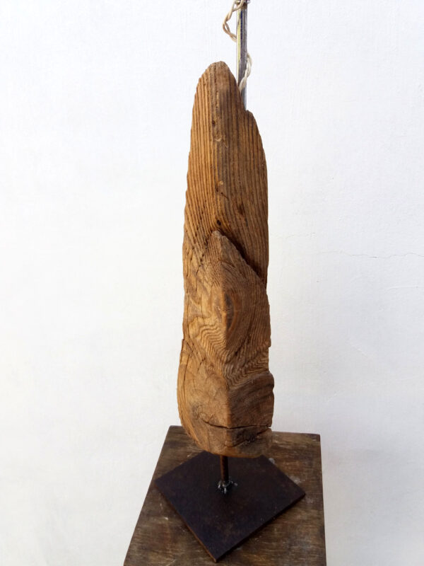 Lámpara industrial vintage en madera de deriva reciclada - Imagen 2