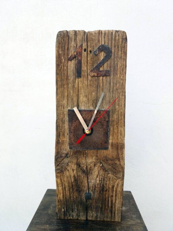 Reloj monolito rústico de madera vintage para decoración - Imagen 2
