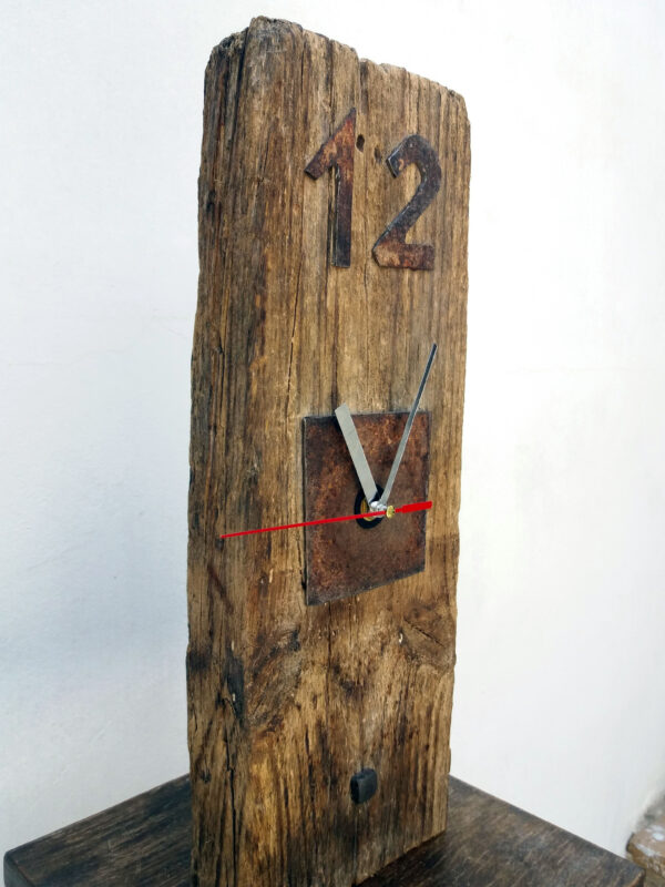 Reloj monolito rústico de madera vintage para decoración - Imagen 5