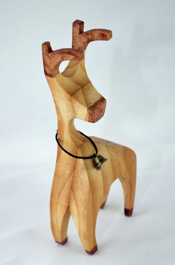 Reno Madera Reciclada, Adorno de Decoración Navideña, Escultura talla de madera animal - Imagen 4