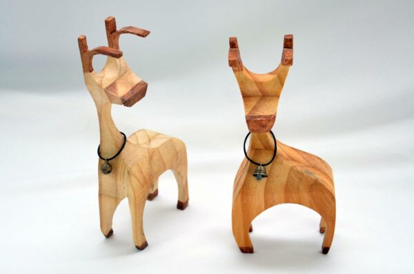 Reno Madera Reciclada, Adorno de Decoración Navideña, Escultura talla de madera animal - Imagen 3